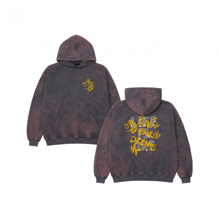 Oversized hoodie vintage-effect graphite paint your dreams