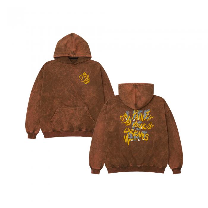 Oversized hoodie vintage-effect chocolate paint your dreams