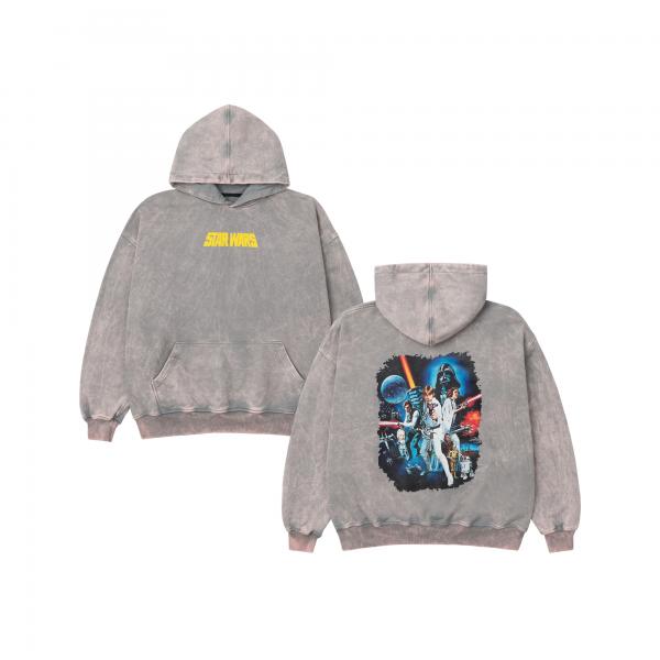 Худи оверсайз серый вываренный Star Wars