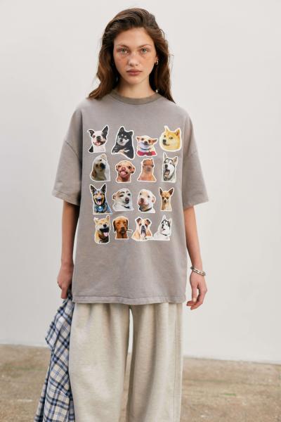 T-shirt oversize boiled gray doggy style