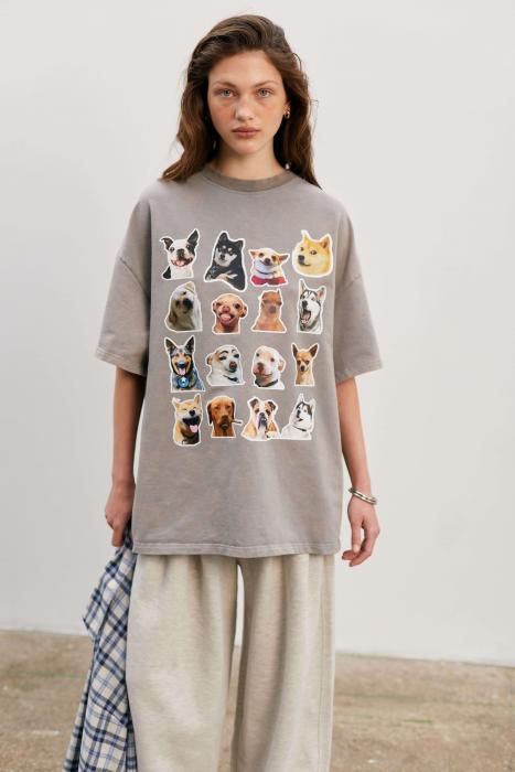T-shirt oversize boiled gray doggy style