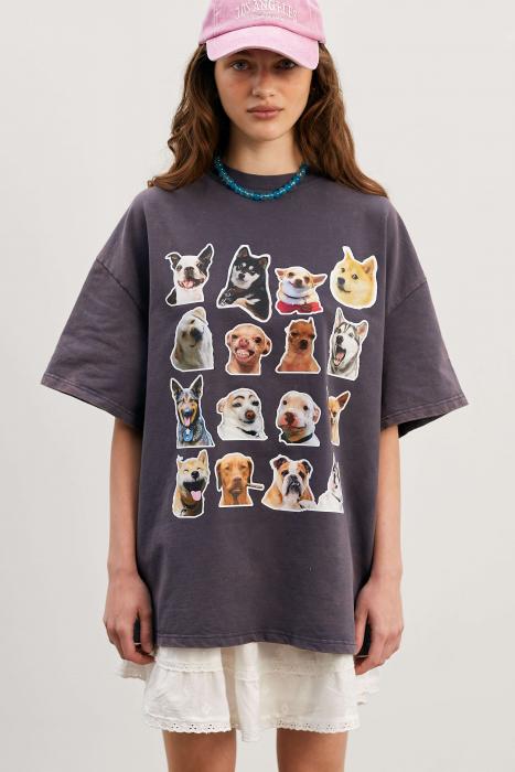 T-shirt oversize boiled graphite doggy style