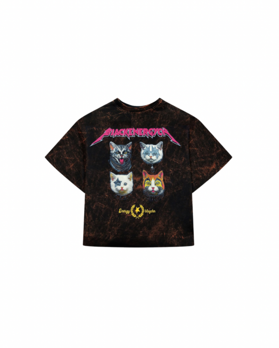 Футболка оверсайз виварена чорна cat energy