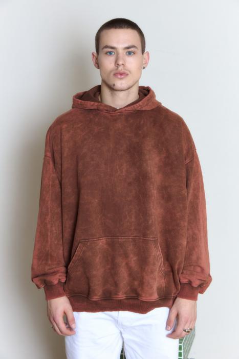 Oversized hoodie vintage-effect chocolate