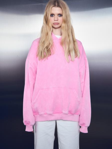 Oversized hoodie vintage-effect pink