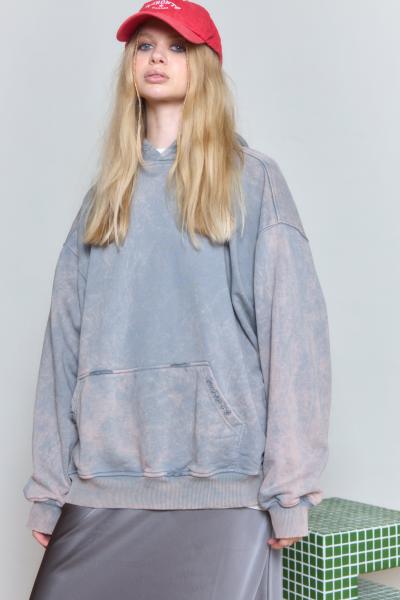 Oversized hoodie vintage-effect grey