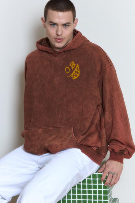 Oversized hoodie vintage-effect chocolate paint your dreams