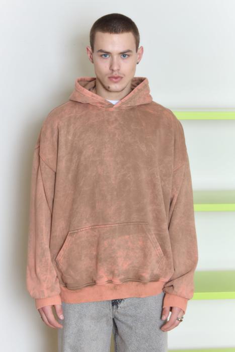 Oversized hoodie vintage-effect beige