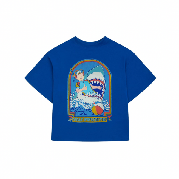 Футболка оверсайз синяя stay positive