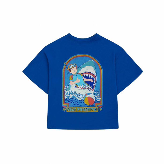 Футболка оверсайз синяя stay positive