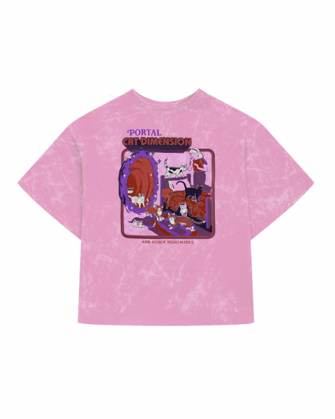 Футболка оверсайз рожева cat dimesion